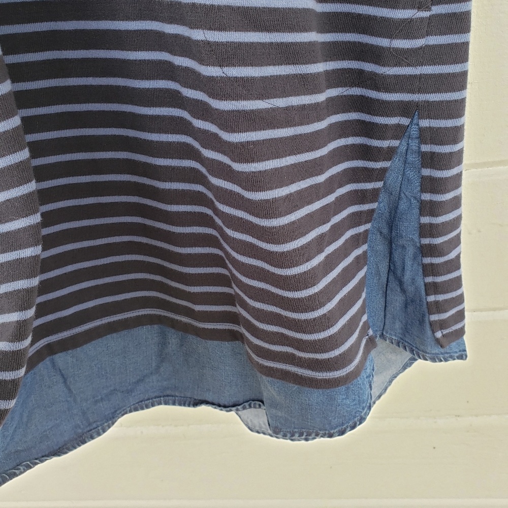 J. Jill Blue Striped Cotton 3/4 Sleeve Shift Dress - Picture 2 of 8